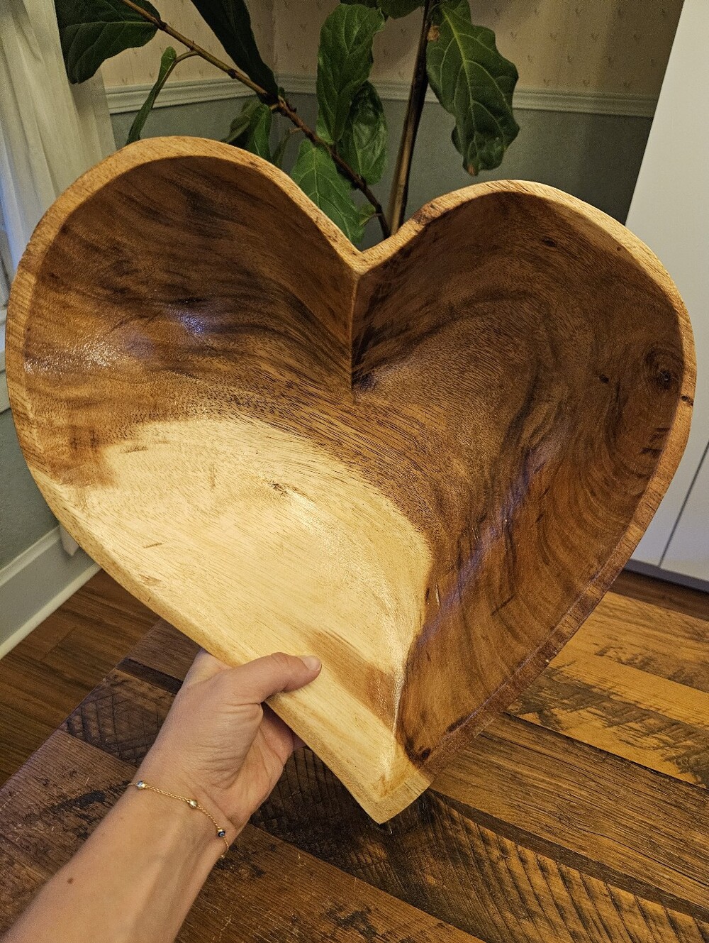 Hand-carved Heart Shaped Wooden Bowl